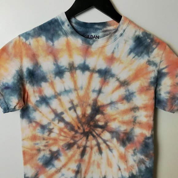 Gildan T Shirt Tie Dye Swirl Spiral Tee Short Sleeve Cotton Logo Adult Small S - Picture 8 of 10